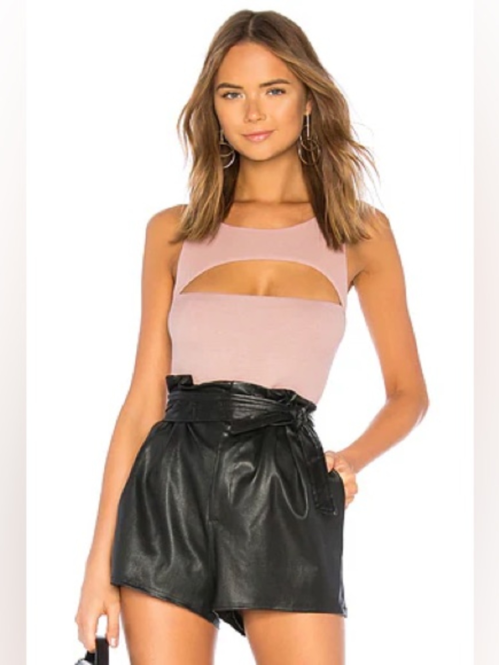 Michael Lauren Dusty Pink Cutout Tank